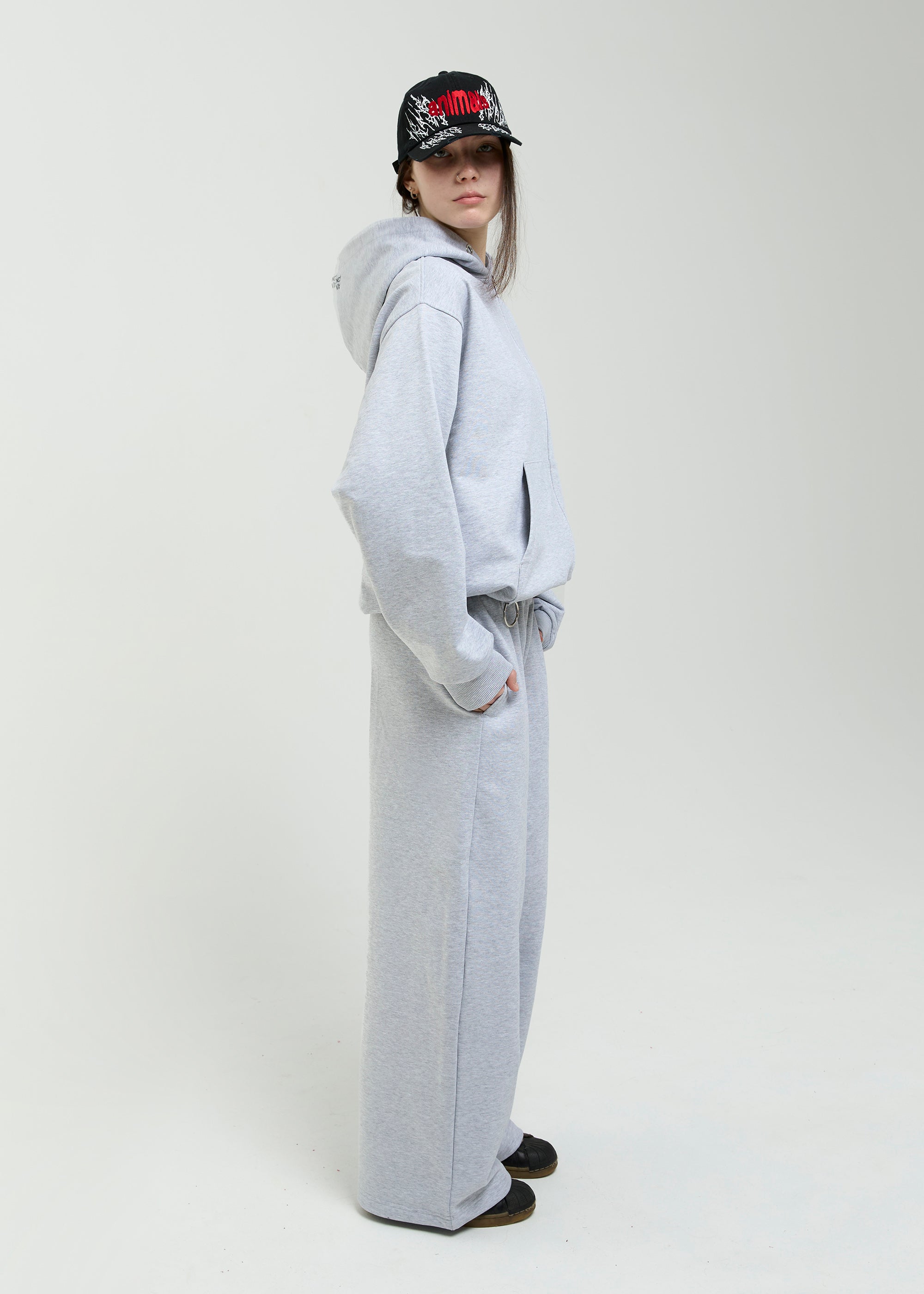 BASIC melange zipped hoodie