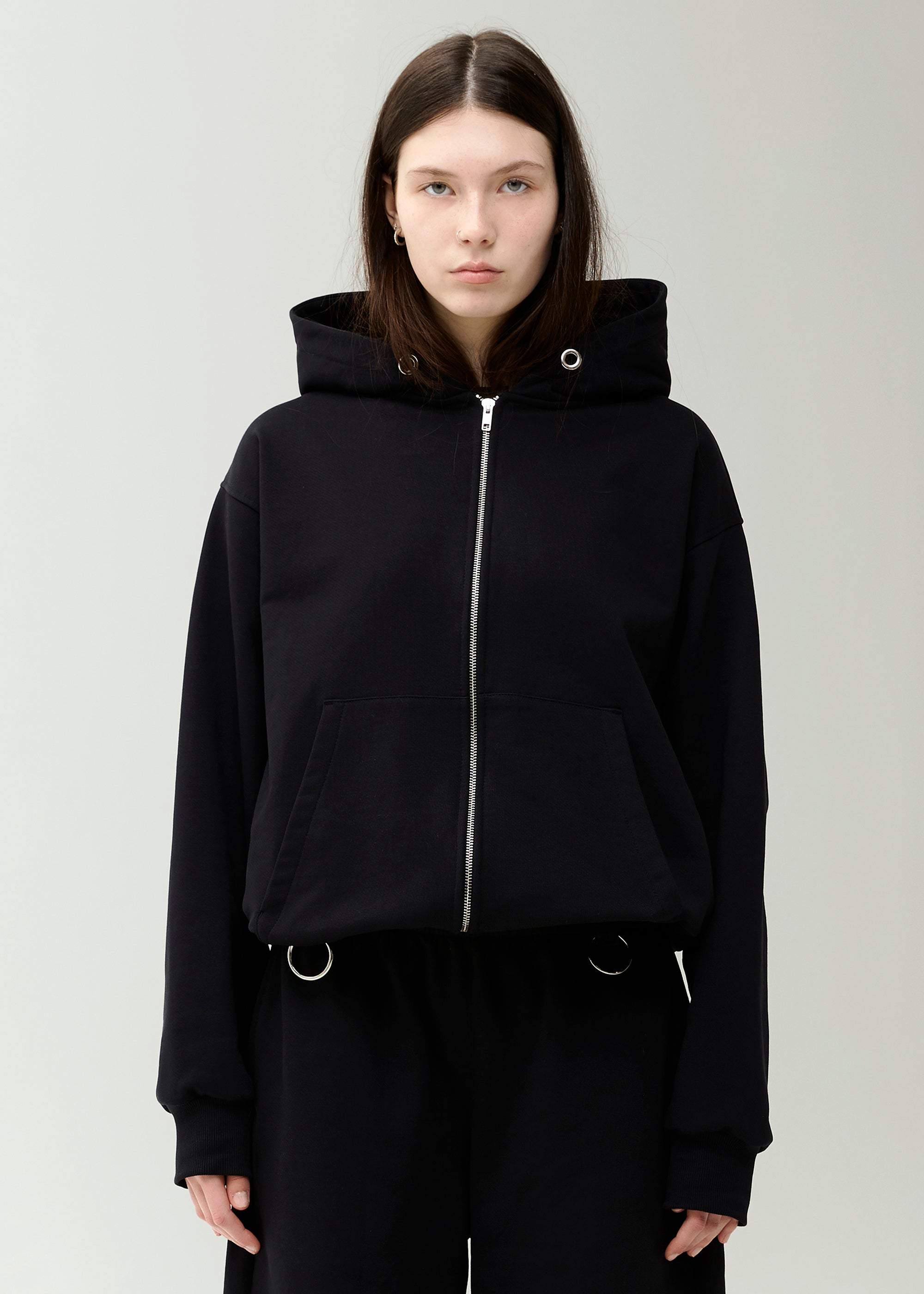 BASIC black zipped hoodie