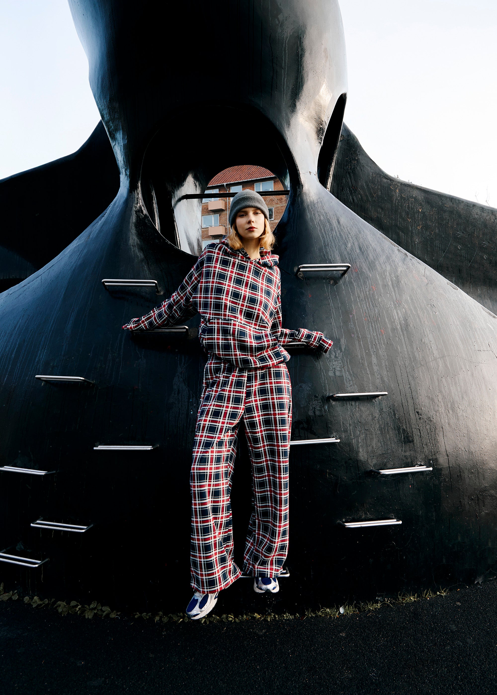 BUBBLE TARTAN NAVY sweatpants