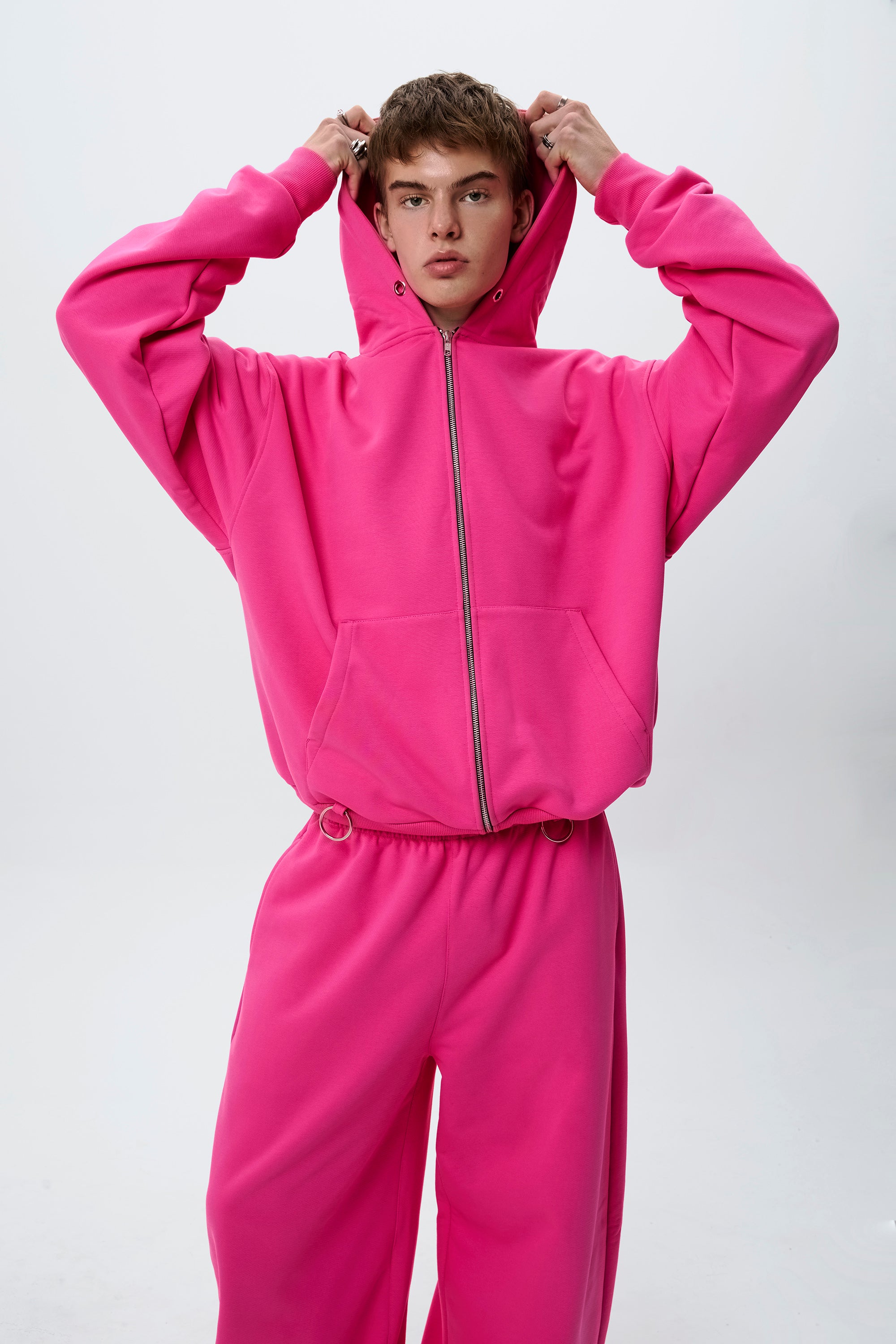 BASIC & BUBBLE pink zipped set