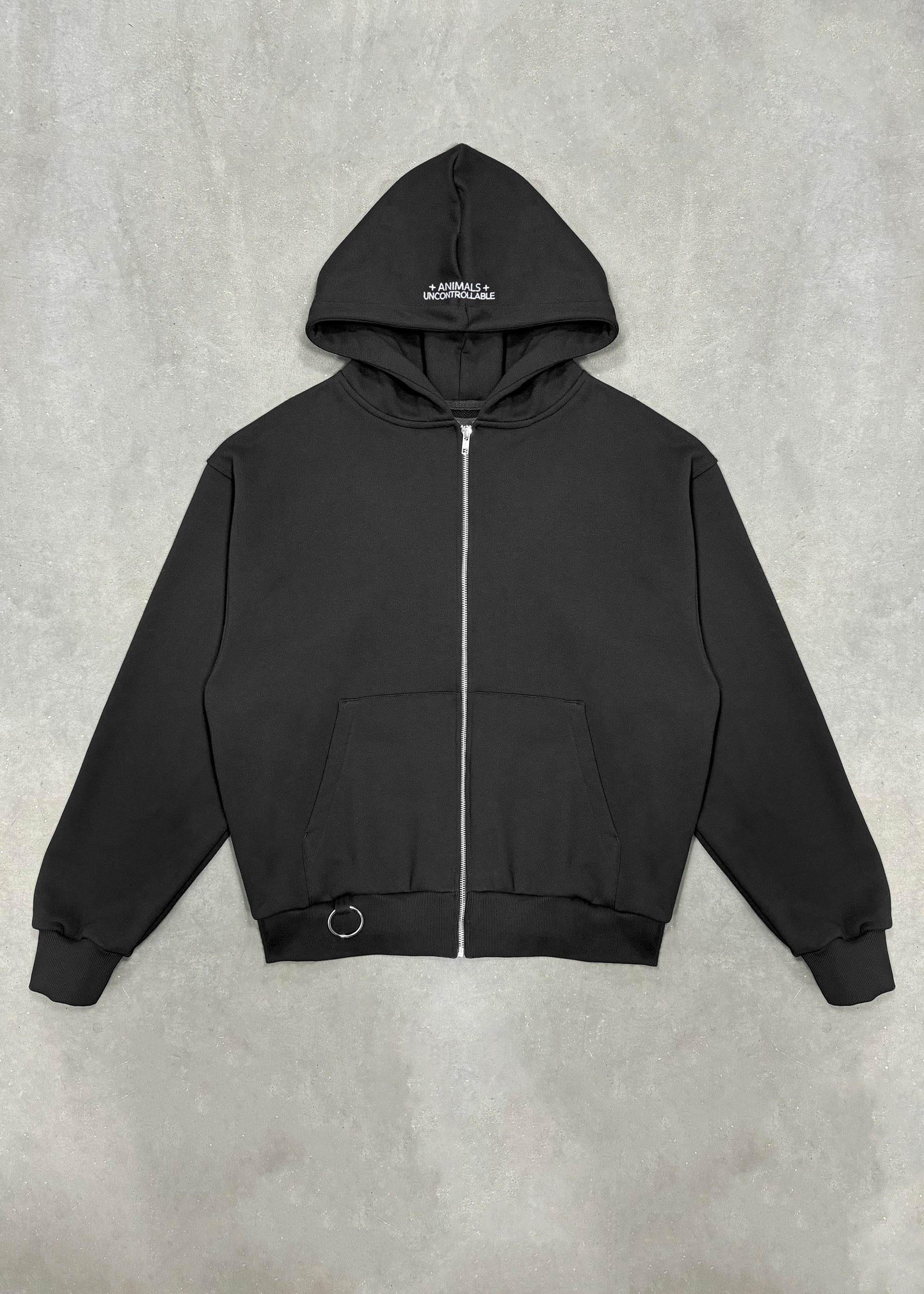 BASIC black zipped hoodie