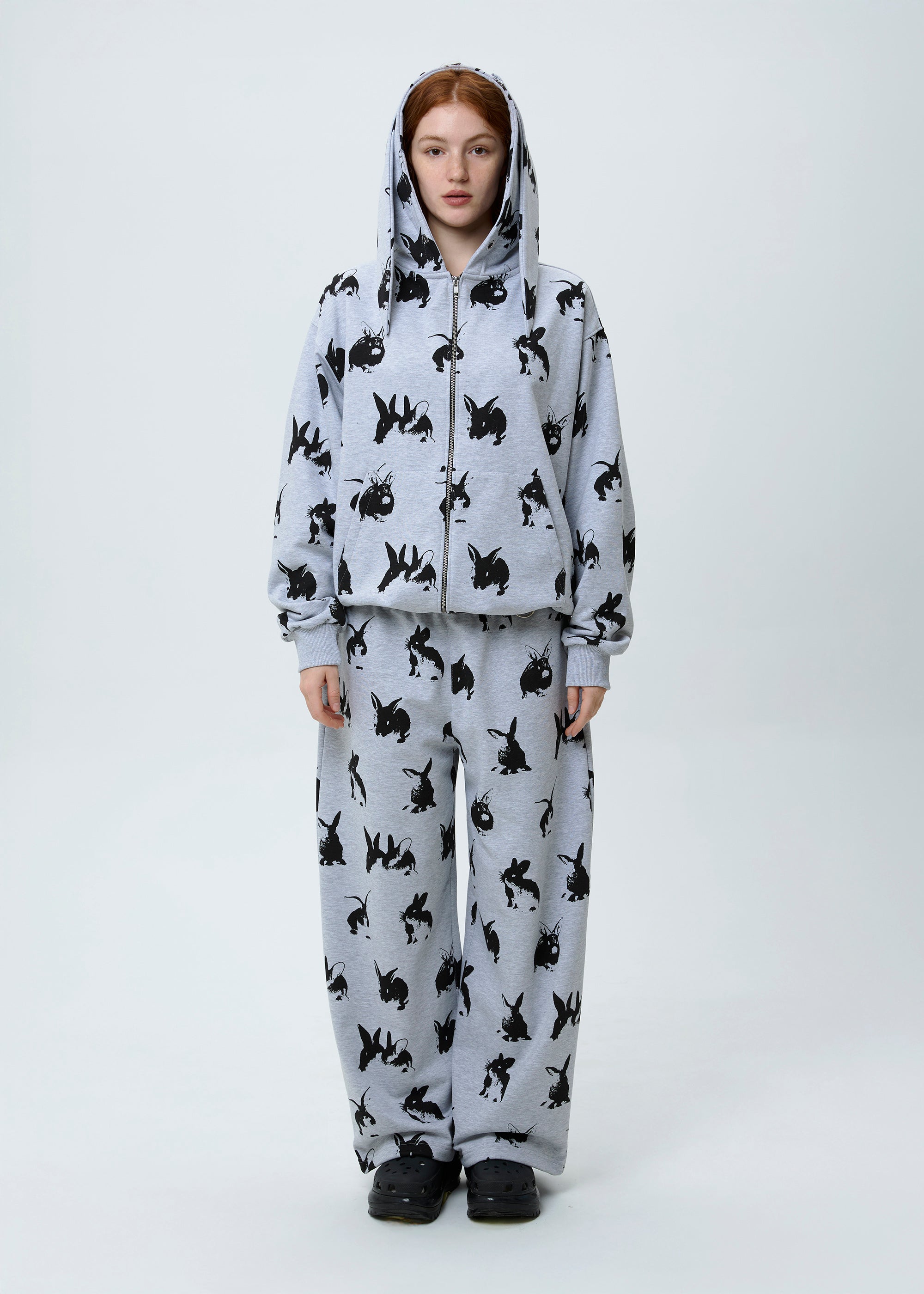 BASIC & BUBBLE RABBIT grey zipped set